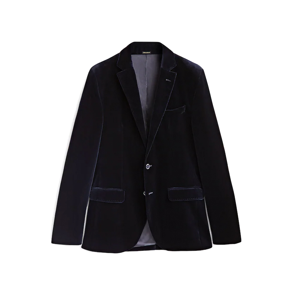 Ανδρικό σκούρο μπλε βελούδινο σακάκι